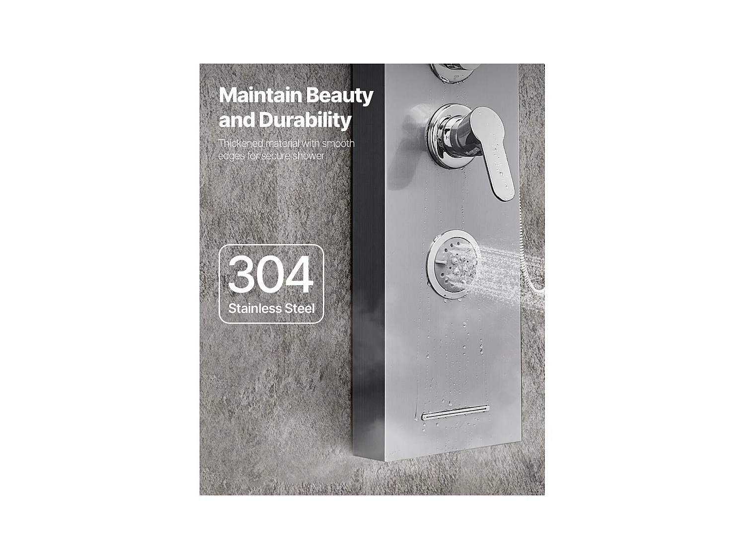 Colonne de Douche SucceBuy, avec Pommeau de Ddouche Effet Pluie, Système de Panneau de Douchette Mural Haute Pression Acier Inox Brossé, Robinet 5 Fonctions