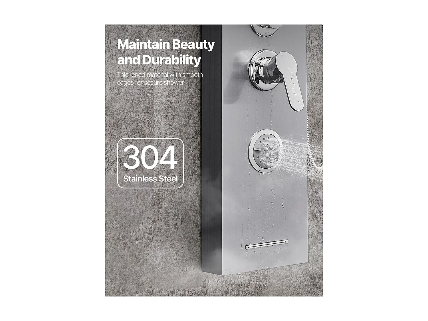 Colonne de Douche SucceBuy, avec Pommeau de Ddouche Effet Pluie, Système de Panneau de Douchette Mural Haute Pression Acier Inox Brossé, Robinet 5 Fonctions