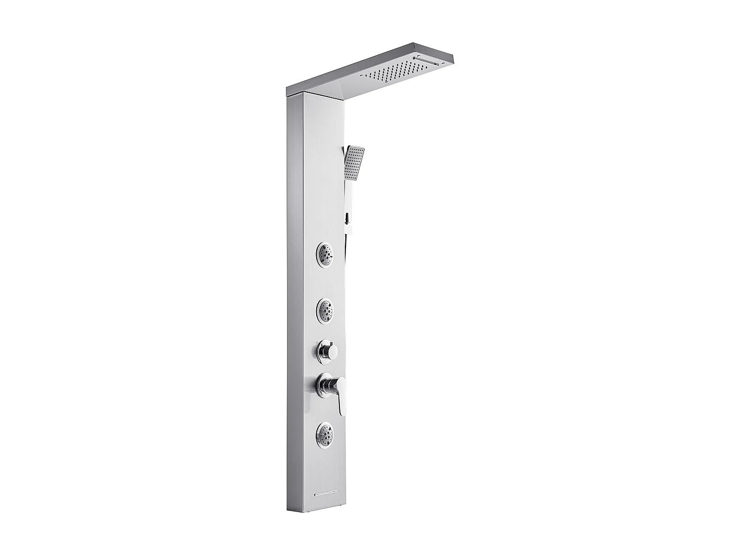 Colonne de Douche SucceBuy, avec Pommeau de Ddouche Effet Pluie, Système de Panneau de Douchette Mural Haute Pression Acier Inox Brossé, Robinet 5 Fonctions