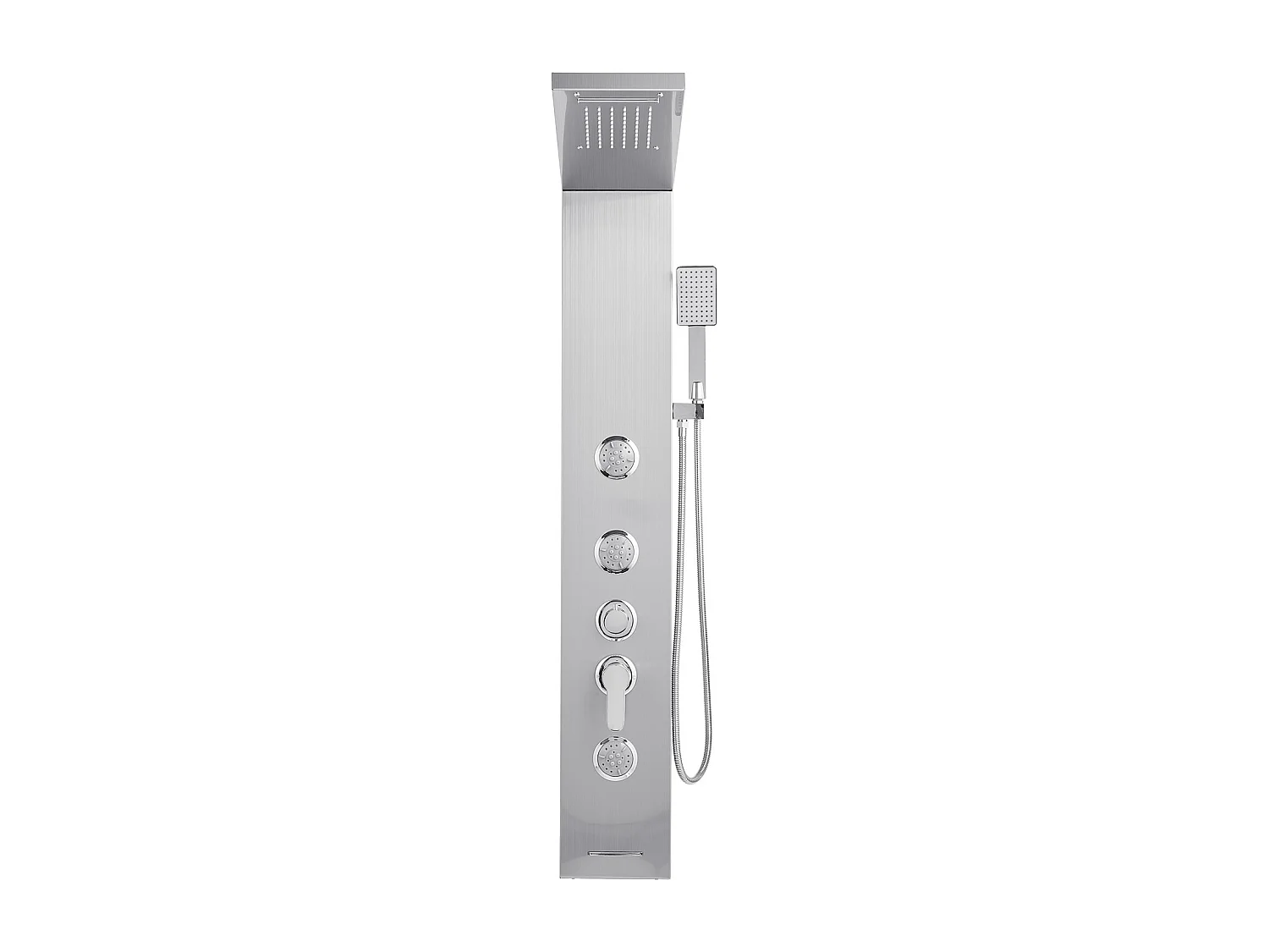 Colonne de Douche SucceBuy, avec Pommeau de Ddouche Effet Pluie, Système de Panneau de Douchette Mural Haute Pression Acier Inox Brossé, Robinet 5 Fonctions