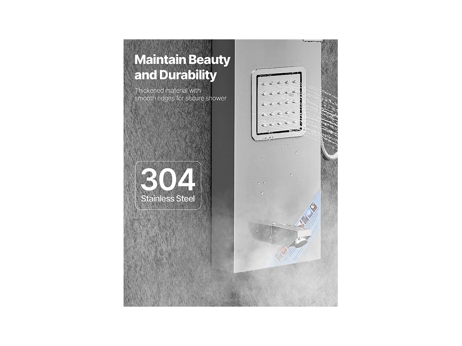 Columna de Ducha SucceBuy, con Cabezal de Ducha Efecto Lluvia, Sistema de Panel de Ducha Mural de Alta Presión en Acero Inoxidable Cepillado, Grifo de 5 Funciones