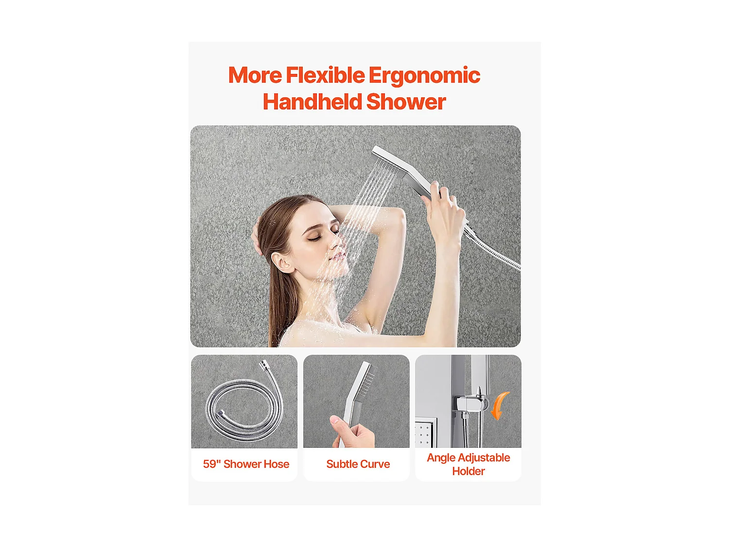 Columna de Ducha SucceBuy, con Cabezal de Ducha Efecto Lluvia, Sistema de Panel de Ducha Mural de Alta Presión en Acero Inoxidable Cepillado, Grifo de 5 Funciones