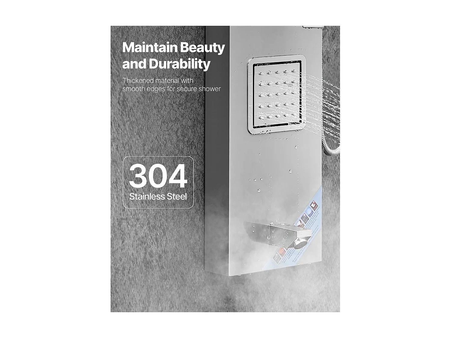 Columna de Ducha SucceBuy, con Cabezal de Ducha Efecto Lluvia, Sistema de Panel de Ducha Mural de Alta Presión en Acero Inoxidable Cepillado, Grifo de 5 Funciones