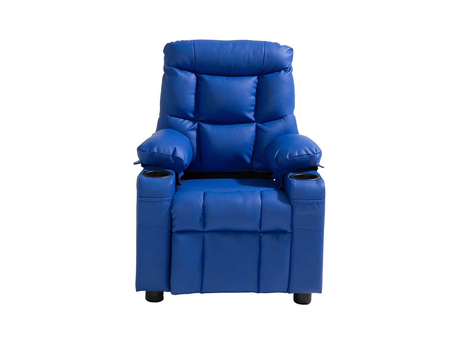 Fauteuil Inclinable SucceBuy pour Enfants, Chaise Relax Ergonomique, avec Porte-Gobelets et Poches, Dossier Réglable 107° à 126°,  pour Chambre d’Enfants, Bleu