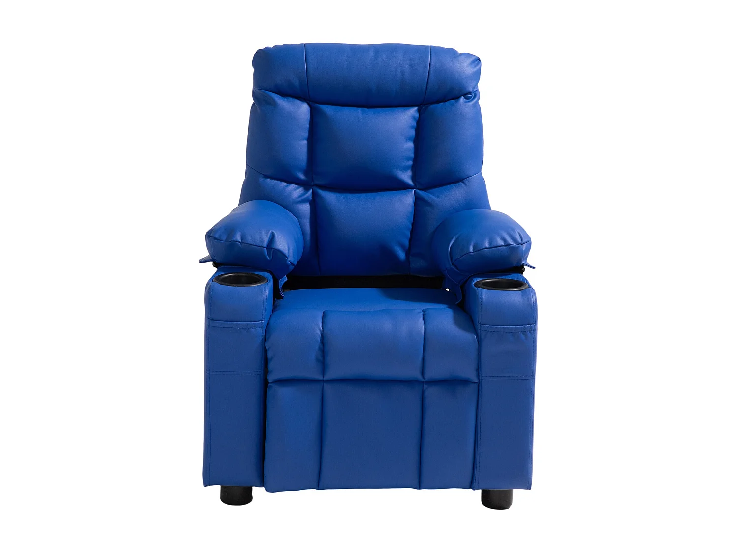 Fauteuil Inclinable SucceBuy pour Enfants, Chaise Relax Ergonomique, avec Porte-Gobelets et Poches, Dossier Réglable 107° à 126°,  pour Chambre d’Enfants, Bleu