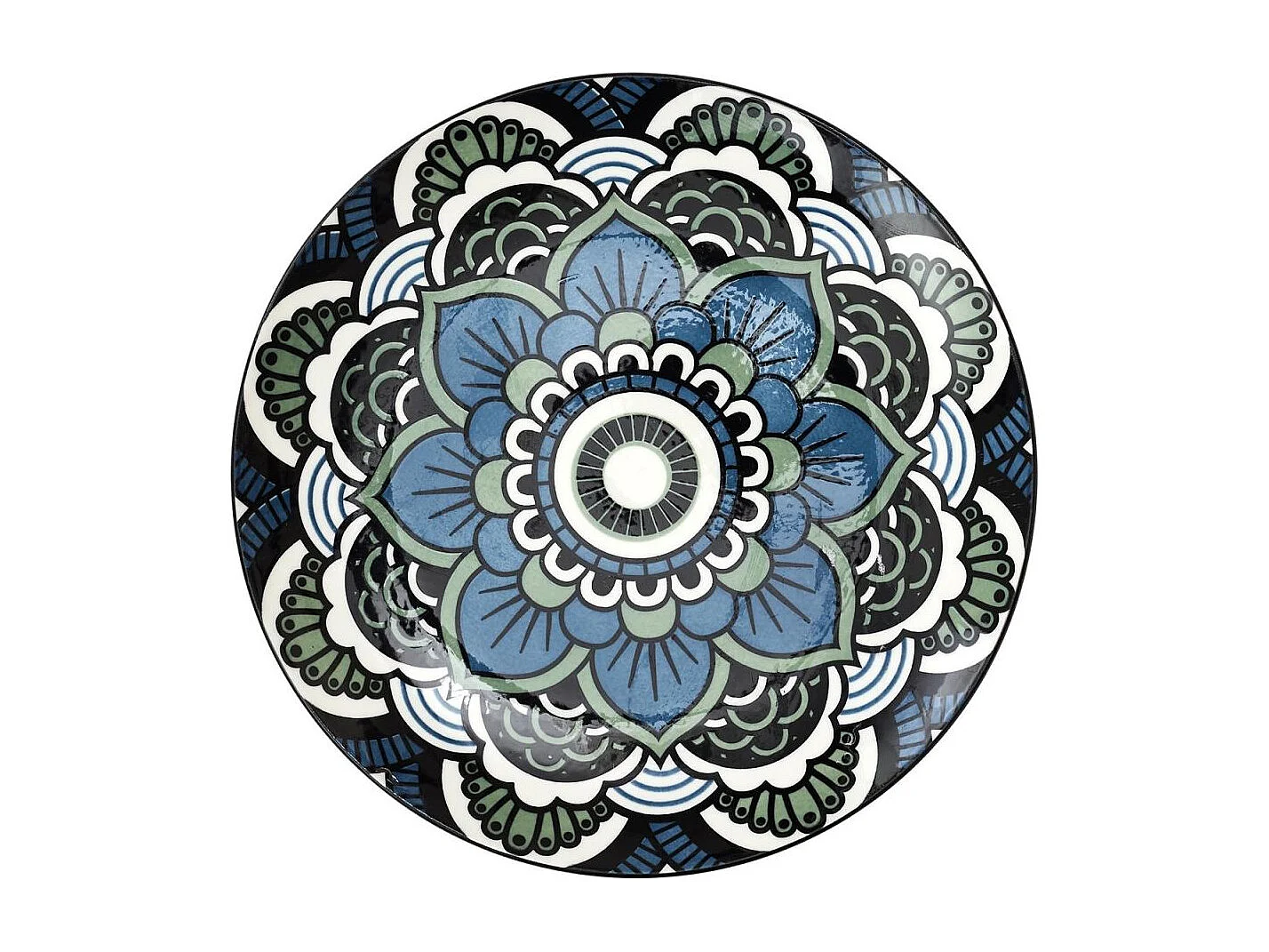 Set de 6 assiettes à dessert en porcelaine bleu mandala (Ø19cm) - MANDALA