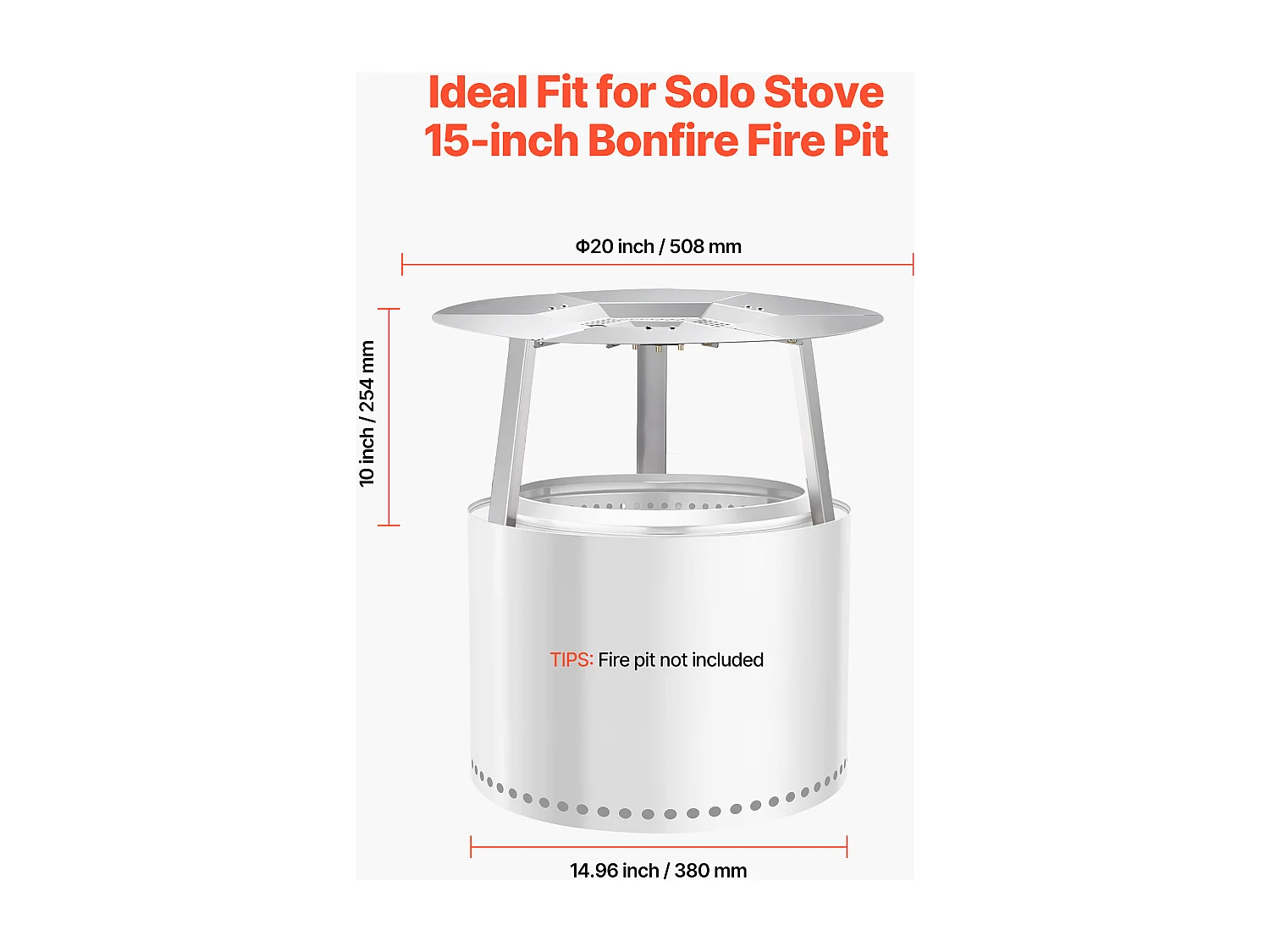 Diffuseur de Chaleur SucceBuy, 50.8x25.4 cm Protection Thermique Ronde, Diffuseur de Chaleur en Acier Inoxydable 304 avec Couvercle de Brûleur Amovible