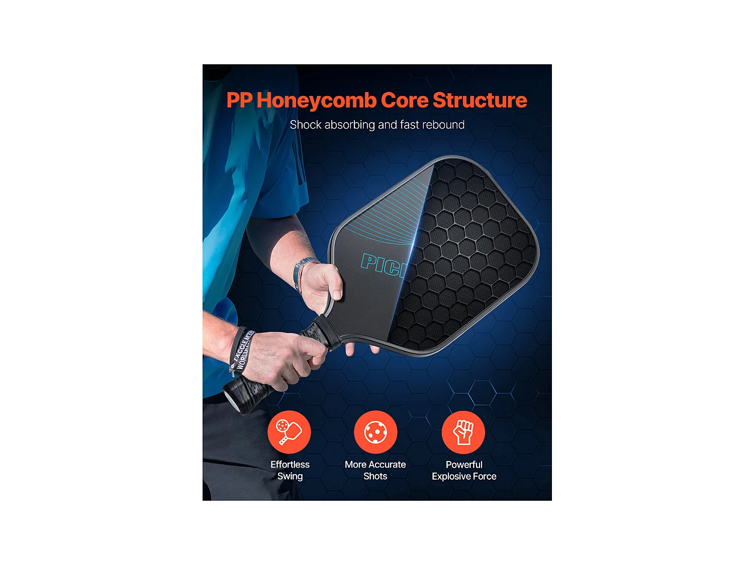 Raquette de Pickleball SucceBuy avec Surface en Fibre de Carbone T700, Raquette de Haute Qualité pour une Puissance, un Contrôle et un Effet Améliorés