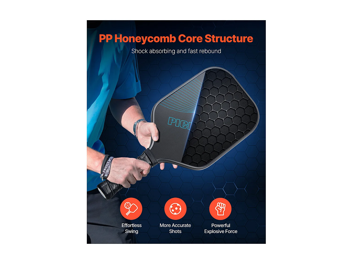 Raquette de Pickleball SucceBuy avec Surface en Fibre de Carbone T700, Raquette de Haute Qualité pour une Puissance, un Contrôle et un Effet Améliorés