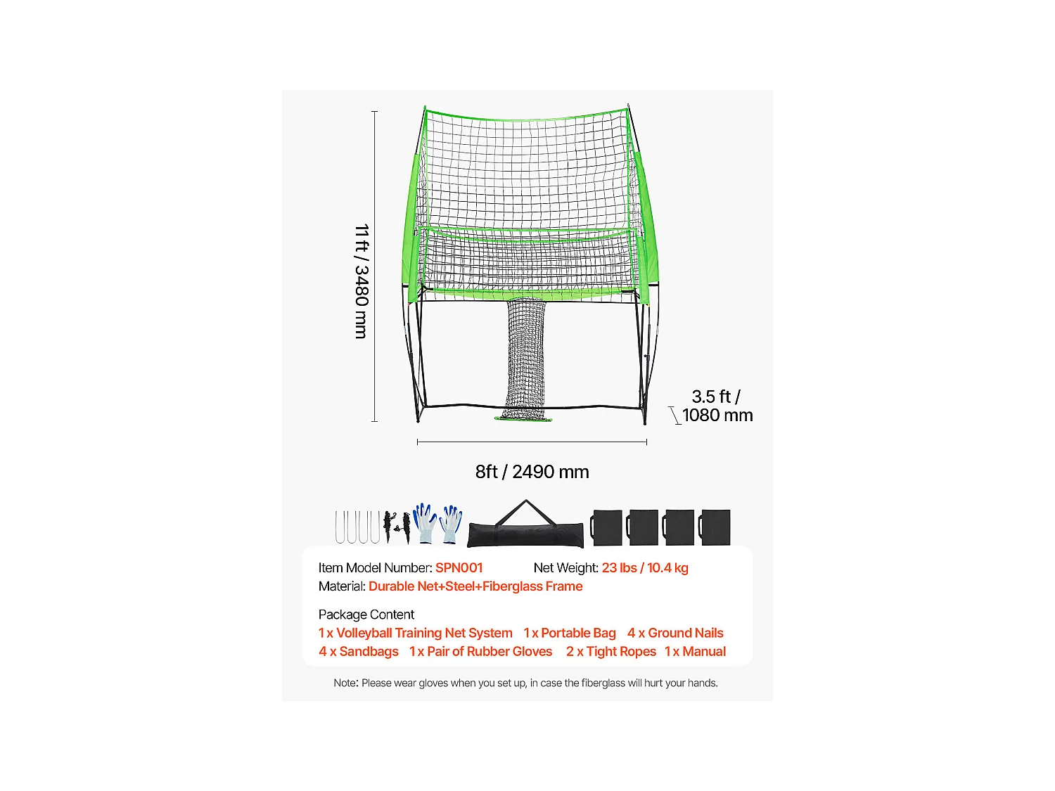 Filet de Volley-Ball SucceBuy Portable, Filet d'Entraînement de Volley-Ball Réglable en Hauteur avec Retour de Balle, pour Service Intérieur et Extérieur