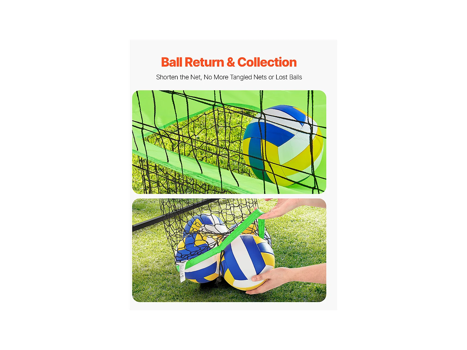 Filet de Volley-Ball SucceBuy Portable, Filet d'Entraînement de Volley-Ball Réglable en Hauteur avec Retour de Balle, pour Service Intérieur et Extérieur