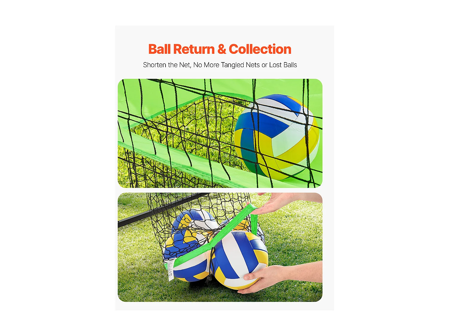 Filet de Volley-Ball SucceBuy Portable, Filet d'Entraînement de Volley-Ball Réglable en Hauteur avec Retour de Balle, pour Service Intérieur et Extérieur
