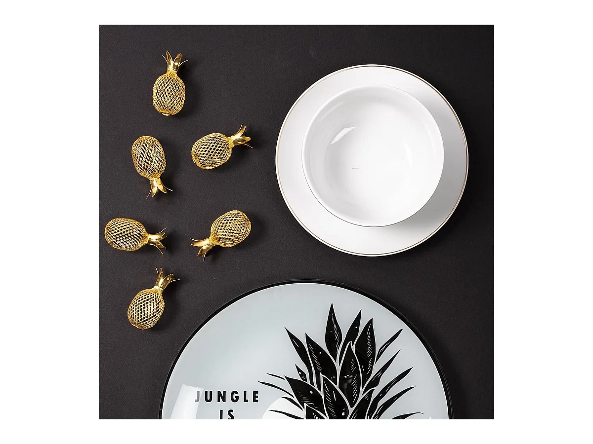 Set de 6 assiettes à dessert blanches en porcelaine avec liseré doré (Ø20cm) - AURA