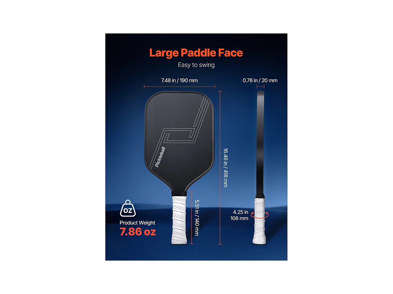 Raquette de Pickleball SucceBuy avec Surface en Fibre de Carbone T700 et Noyau en Nid d'Abeille, Raquette de Haute Qualité pour une Puissance, un Contrôle