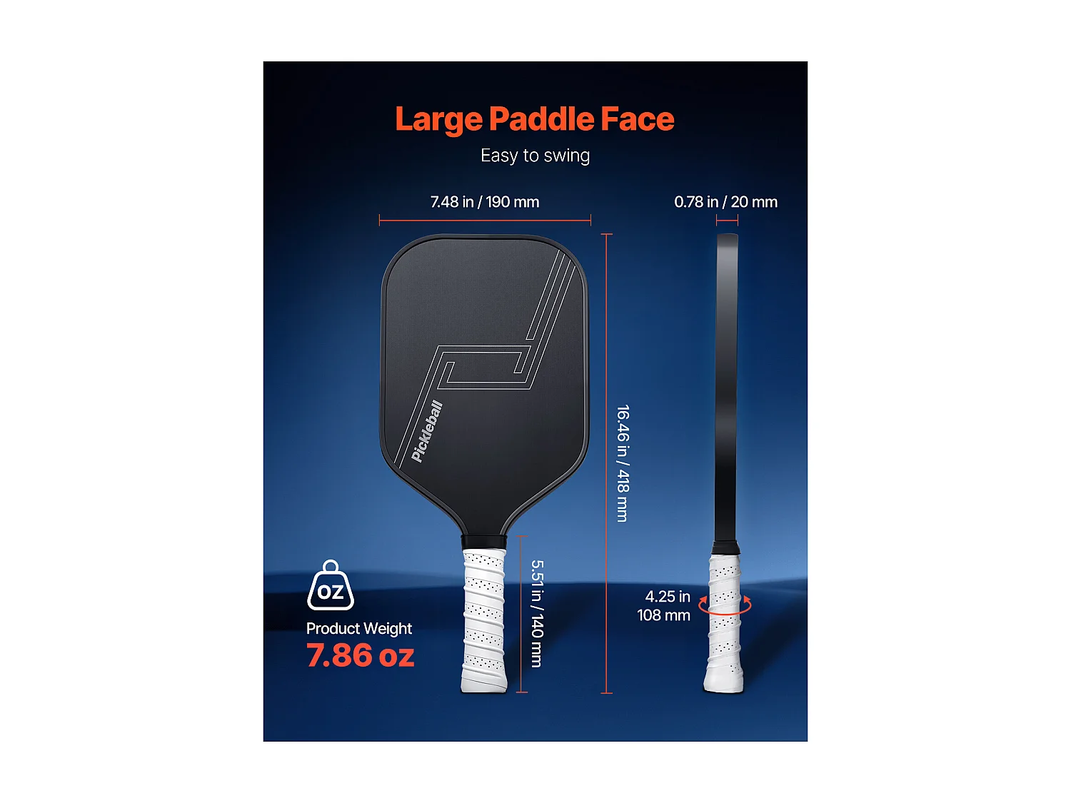 Raquette de Pickleball SucceBuy avec Surface en Fibre de Carbone T700 et Noyau en Nid d'Abeille, Raquette de Haute Qualité pour une Puissance, un Contrôle