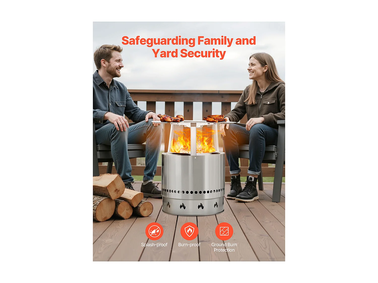 Diffuseur de Chaleur SucceBuy pour Brasero, 63.5x25.4 cm Protection Thermique Ronde pour Feu de Bois, Diffuseur de Chaleur en Acier Inoxydable 304