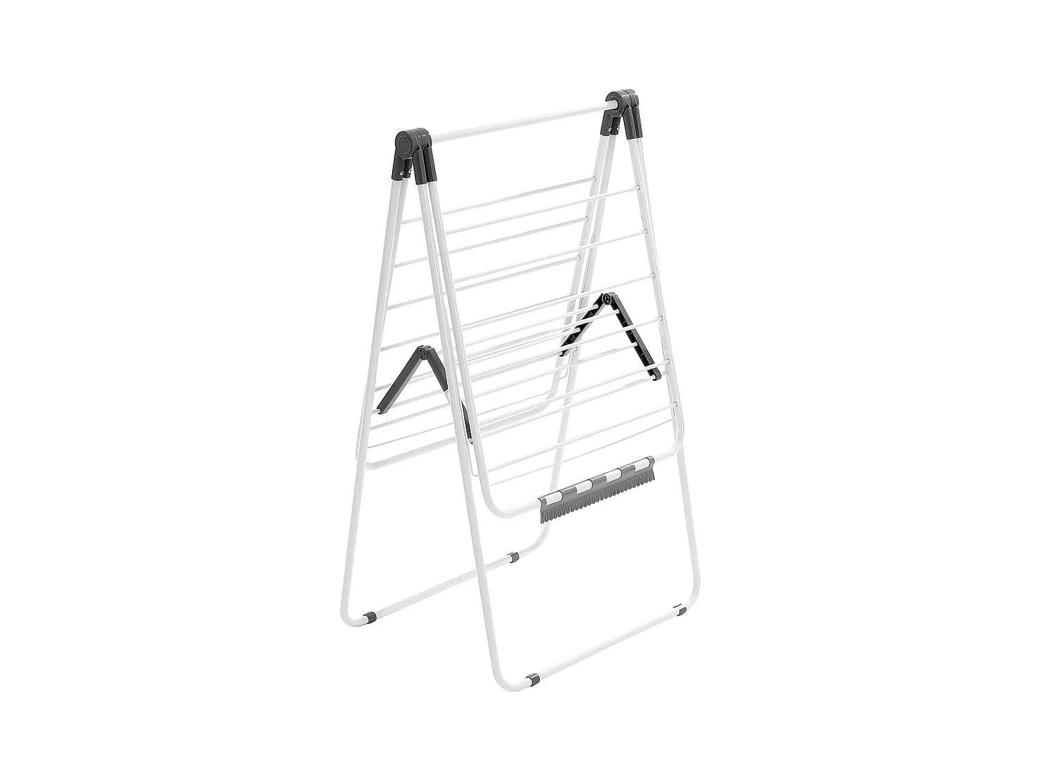 Étendoir à Linge Pliable SucceBuy, Séchoir à Linge sur Pied à 2 Niveaux, avec Pinces à Chaussettes et 21 Barres de Séchage, en Métal, Réglable en Hauteur, Blanc