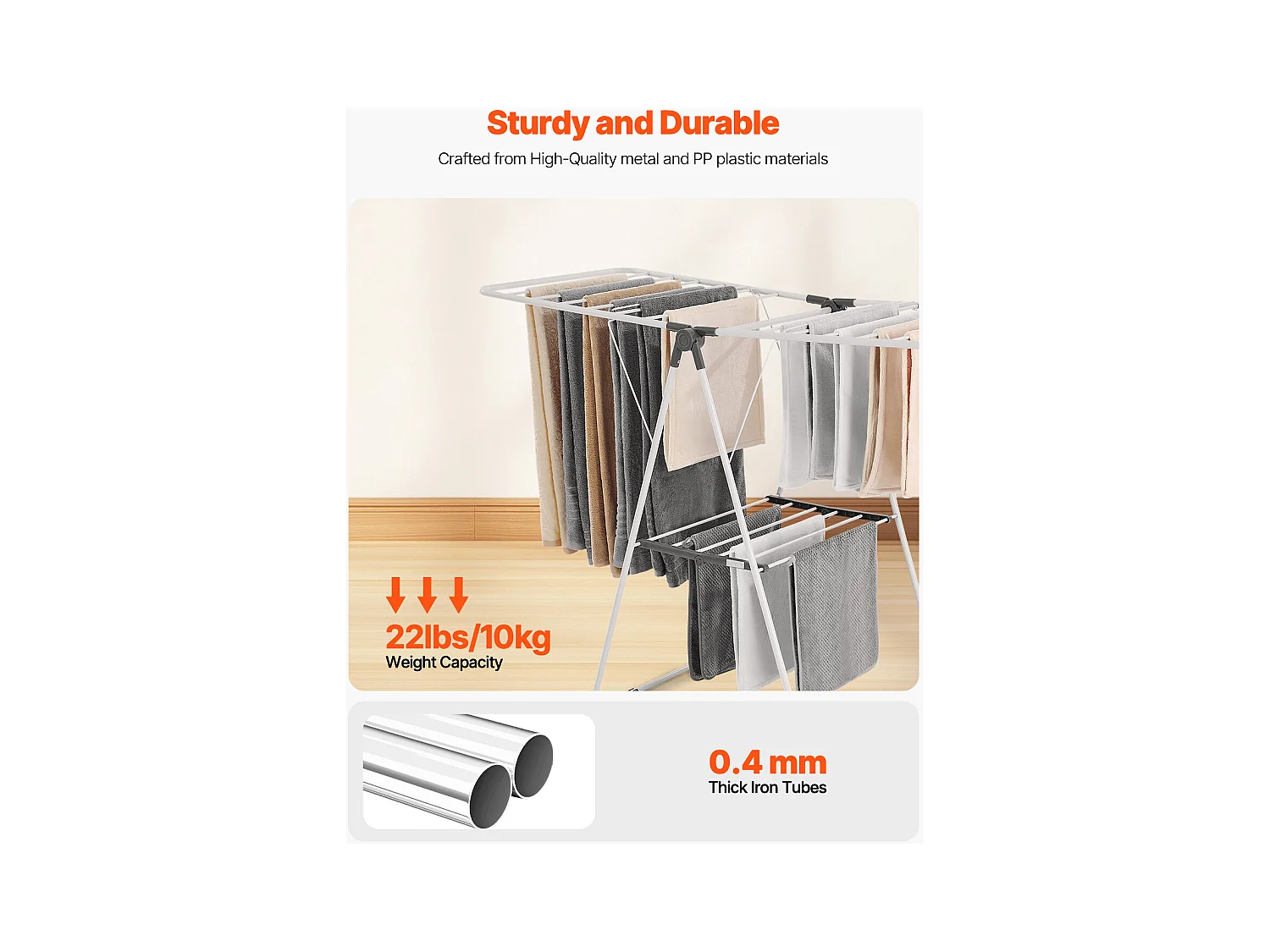 Étendoir à Linge Pliable SucceBuy, Séchoir à Linge sur Pied à 2 Niveaux, avec Pinces à Chaussettes et 21 Barres de Séchage, en Métal, Réglable en Hauteur, Blanc