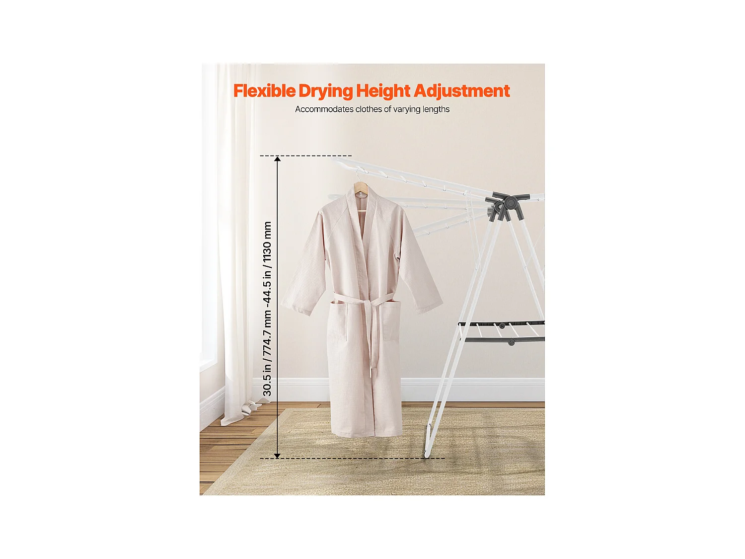Étendoir à Linge Pliable SucceBuy, Séchoir à Linge sur Pied à 2 Niveaux, avec Pinces à Chaussettes et 21 Barres de Séchage, en Métal, Réglable en Hauteur, Blanc