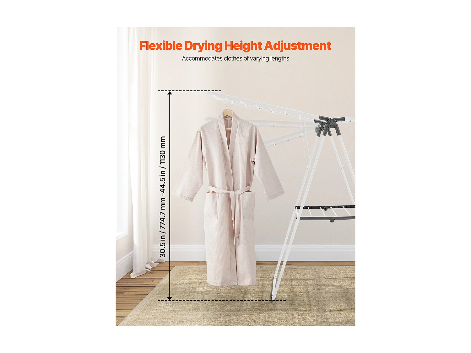 Étendoir à Linge Pliable SucceBuy, Séchoir à Linge sur Pied à 2 Niveaux, avec Pinces à Chaussettes et 21 Barres de Séchage, en Métal, Réglable en Hauteur, Blanc