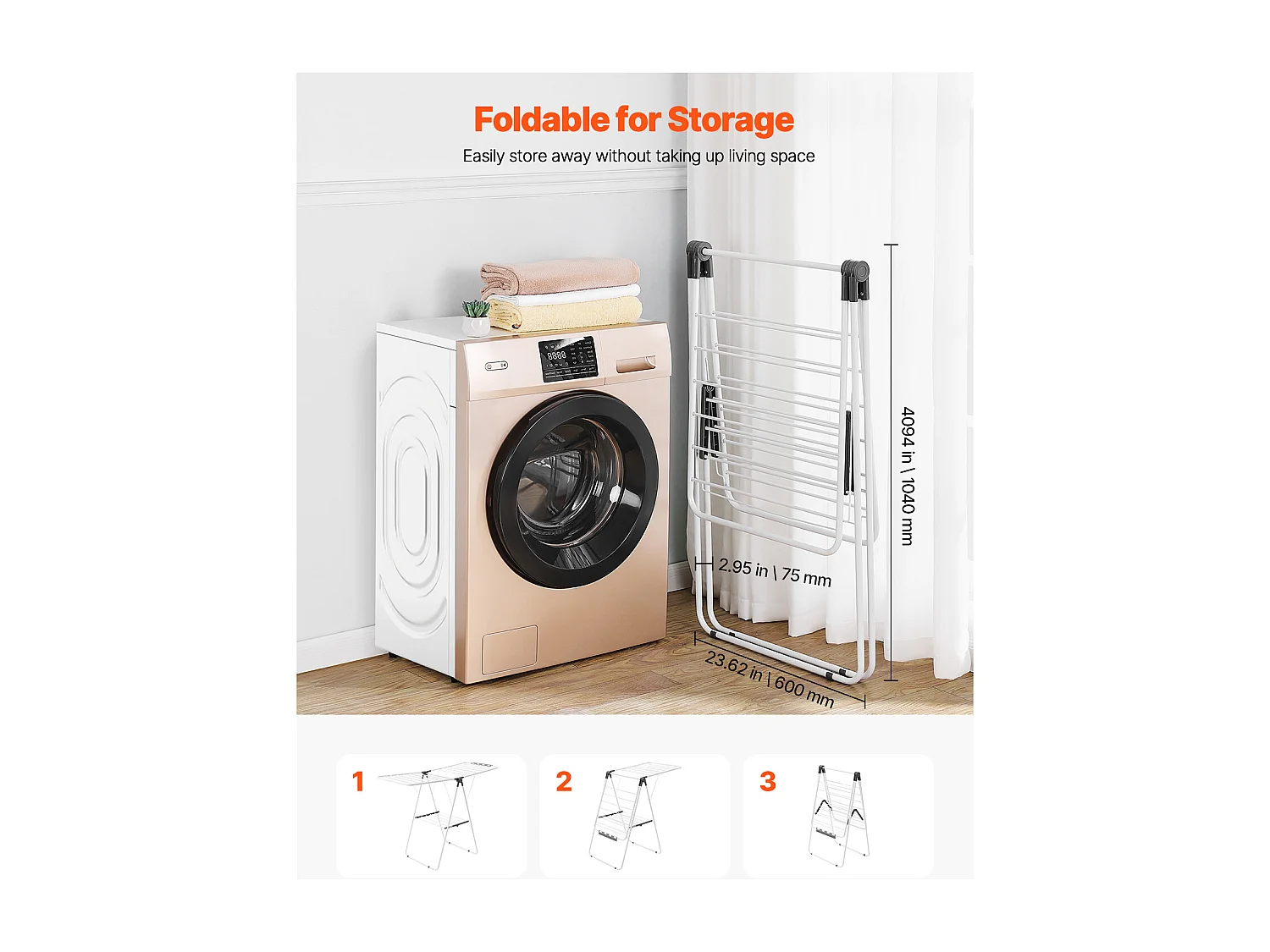 Étendoir à Linge Pliable SucceBuy, Séchoir à Linge sur Pied à 2 Niveaux, avec Pinces à Chaussettes et 21 Barres de Séchage, en Métal, Réglable en Hauteur, Blanc