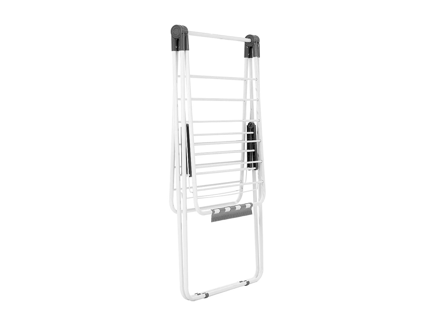 Étendoir à Linge Pliable SucceBuy, Séchoir à Linge sur Pied à 2 Niveaux, avec Pinces à Chaussettes et 21 Barres de Séchage, en Métal, Réglable en Hauteur, Blanc