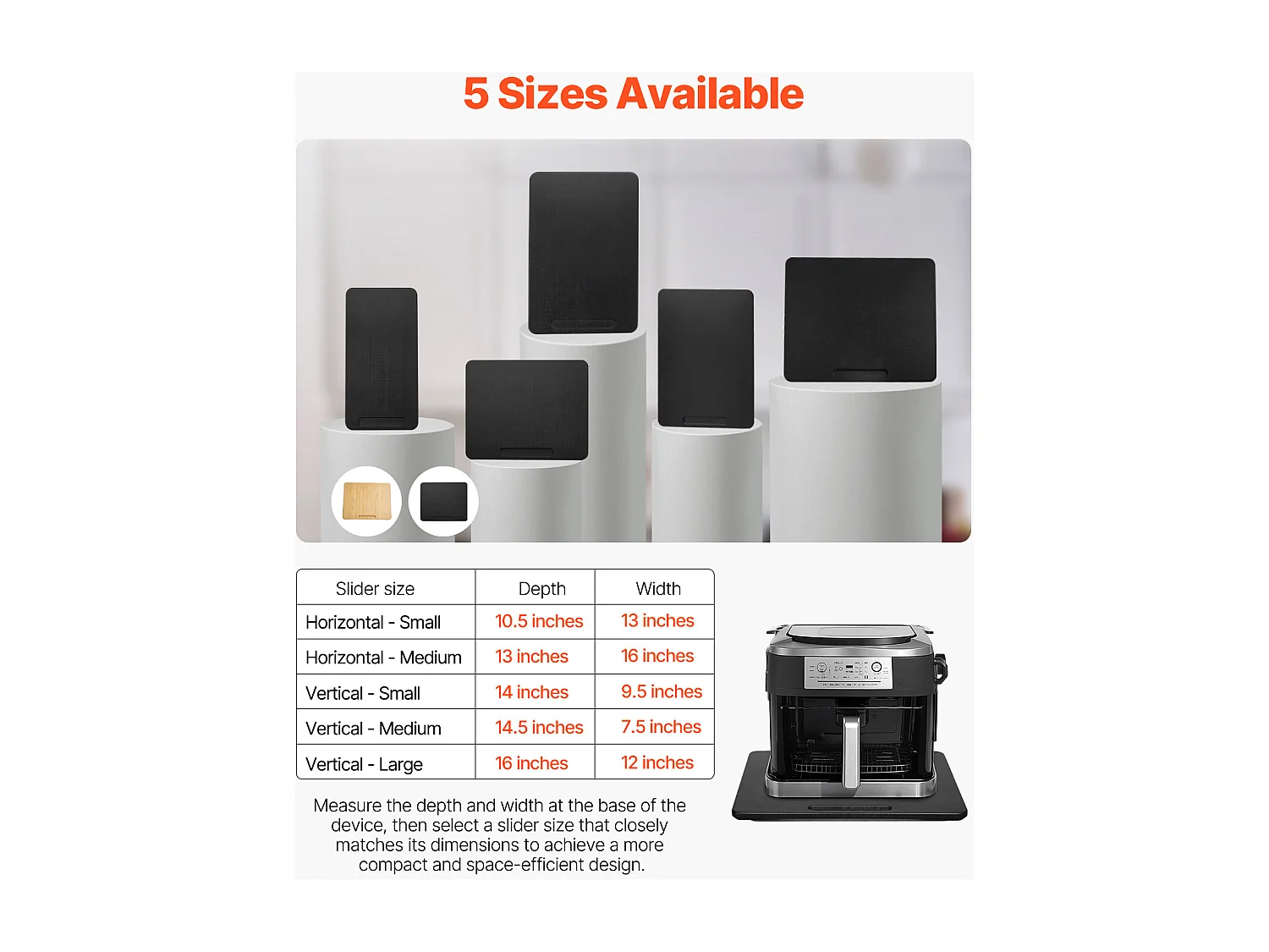 Plateau Coulissant pour Appareils SucceBuy de Cuisine, 33x40,6 cm, Plateau Roulant avec Roulettes en Caoutchouc, pour Petits Électroménagers de Cuisine, Noir