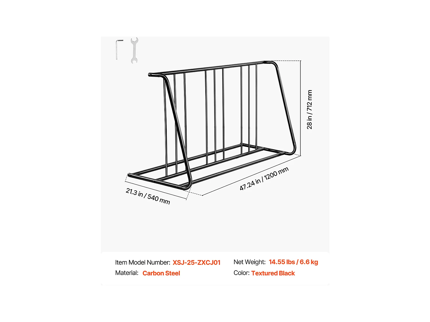 Support à Vélo Autoportant SucceBuy en Acier au Carbone pour Rangement de Bicyclettes, Garage et Intérieur avec Pneus 76,2 mm, Capacité pour 6 Vélos
