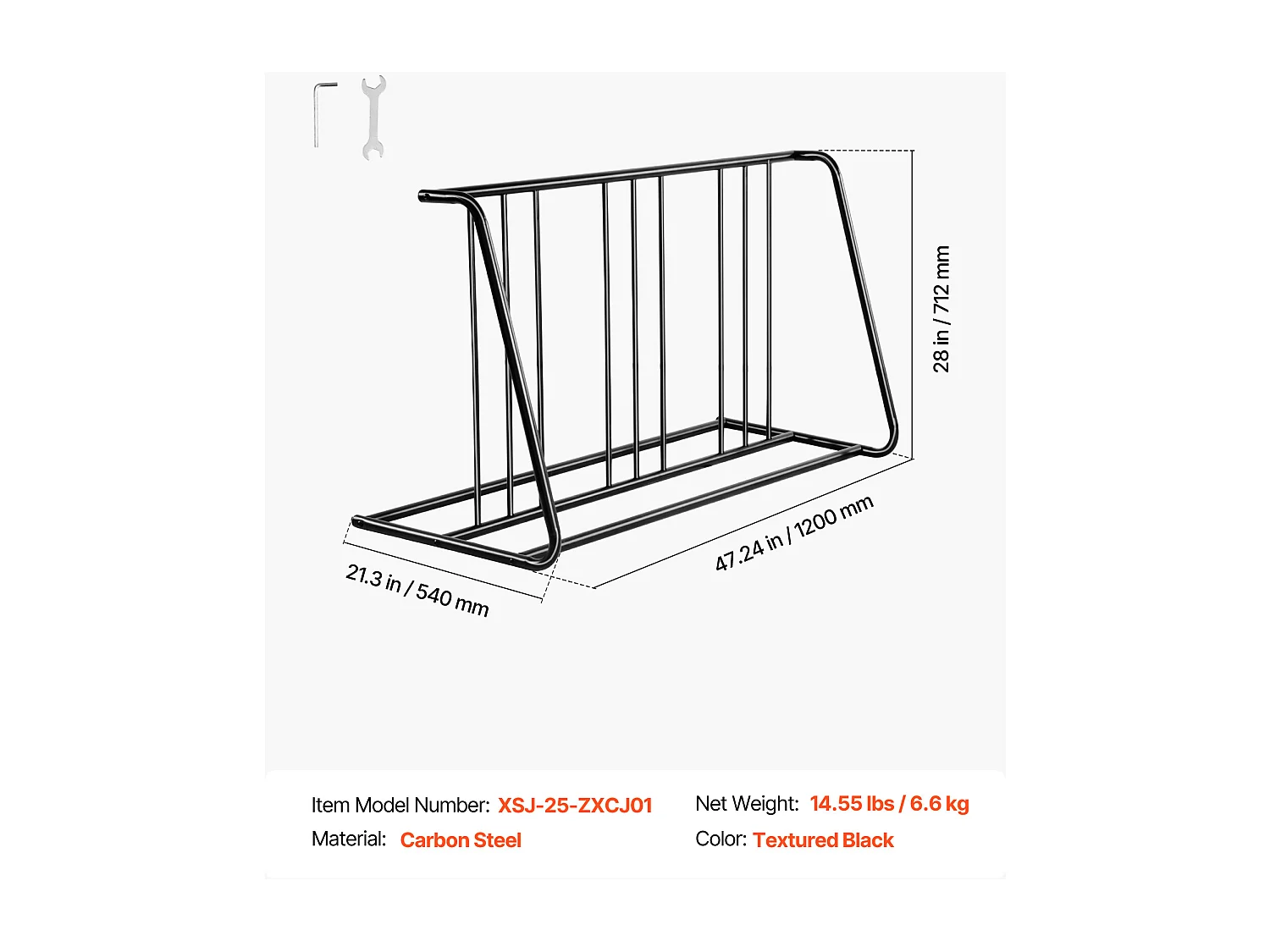 Support à Vélo Autoportant SucceBuy en Acier au Carbone pour Rangement de Bicyclettes, Garage et Intérieur avec Pneus 76,2 mm, Capacité pour 6 Vélos
