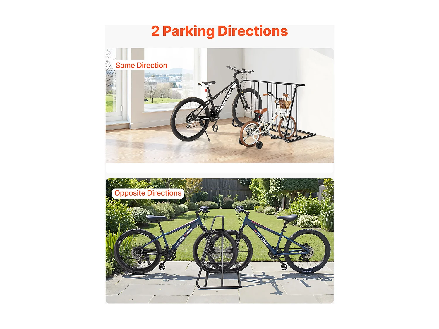 Support à Vélo Autoportant SucceBuy en Acier au Carbone pour Rangement de Bicyclettes, Garage et Intérieur avec Pneus 76,2 mm, Capacité pour 6 Vélos