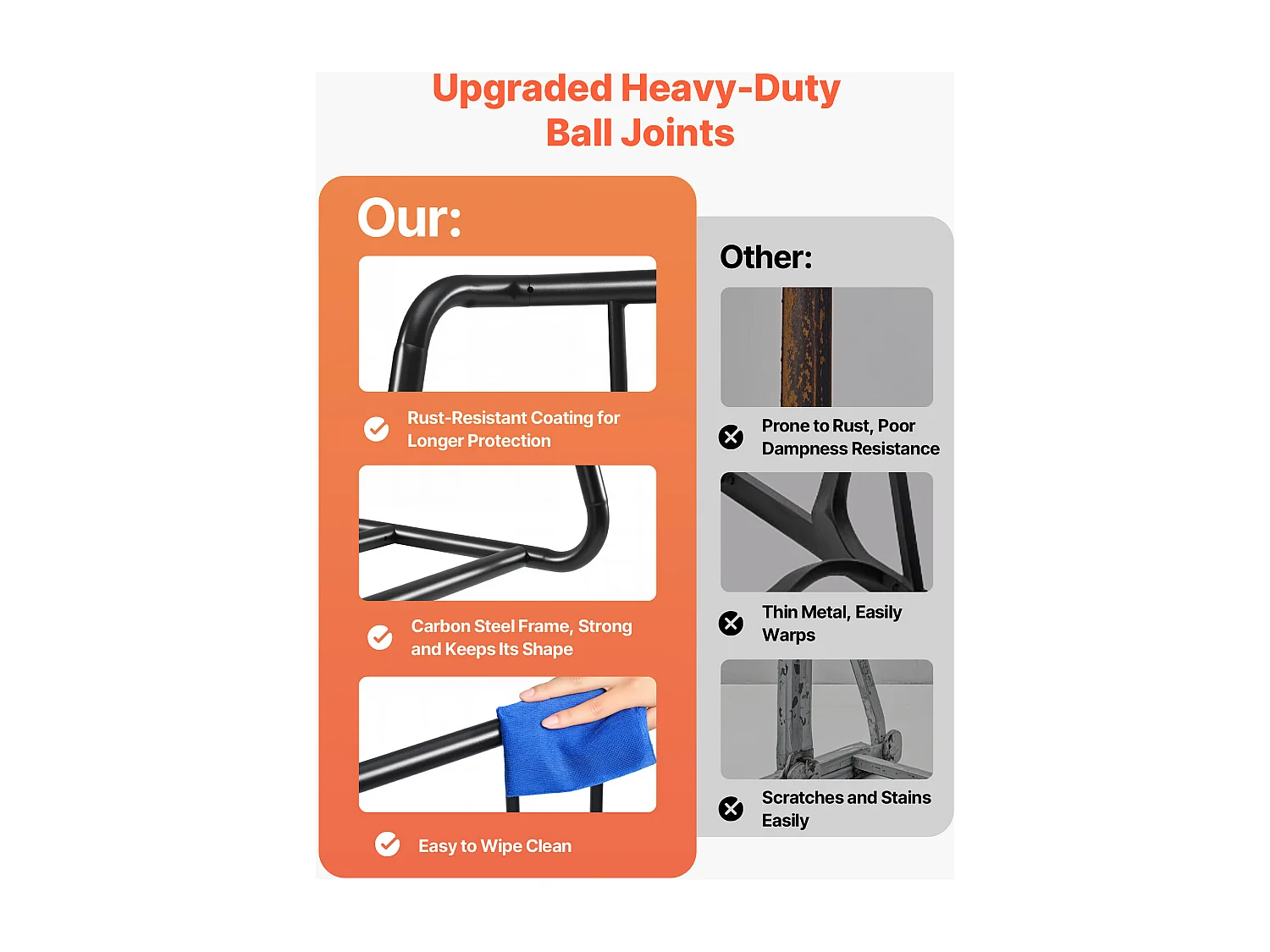 Support à Vélo Autoportant SucceBuy en Acier au Carbone pour Rangement de Bicyclettes, Garage et Intérieur avec Pneus 76,2 mm, Capacité pour 6 Vélos