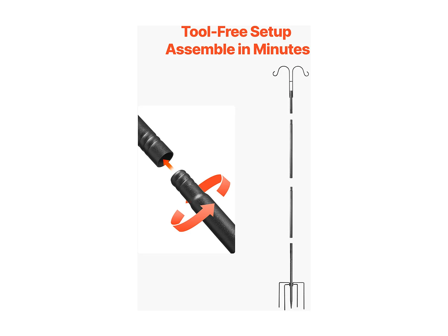 Herdershaakken SucceBuy, Pakket van 8, 273 cm Hoog, Dubbele Tuinhaakken van 1,9 cm Diameter, Ideaal om Kolibrievoederbakken op te hangen
