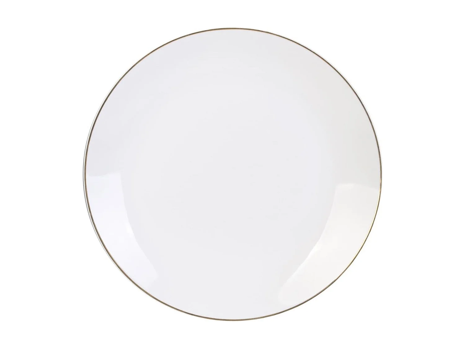 Set de 6 assiettes plates blanches en porcelaine avec liseré doré (Ø26,5 cm) - AURA
