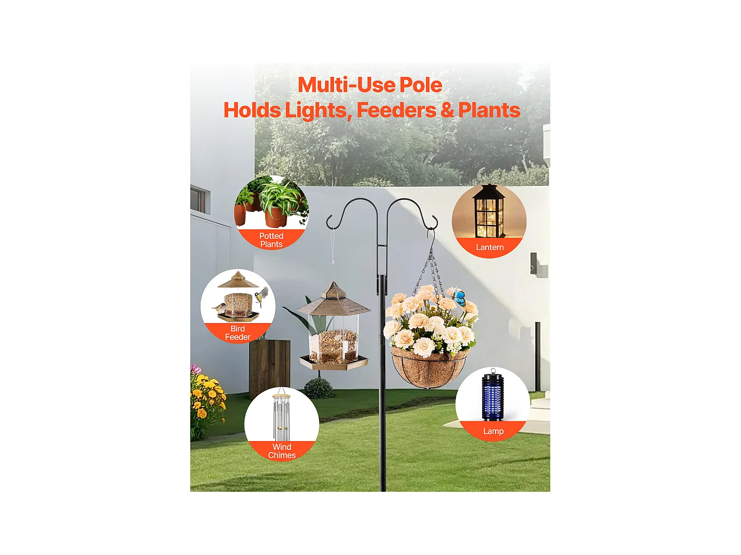 Crochet de Berger SucceBuy pour Mangeoire à Oiseaux, 156 cm, Poteau pour Mangeoires à Oiseaux, Épaisseur 1.9 cm, Support pour Jardin Suspendre Paniers