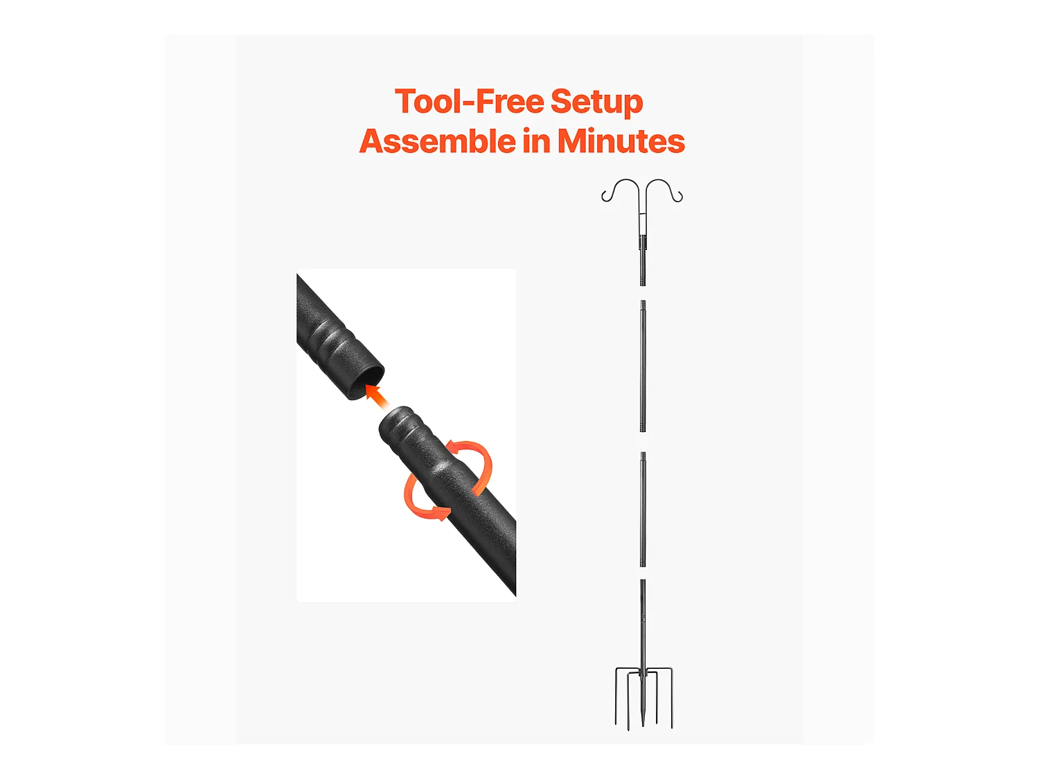 Crochet de Berger SucceBuy pour Mangeoire à Oiseaux, 156 cm, Poteau pour Mangeoires à Oiseaux, Épaisseur 1.9 cm, Support pour Jardin Suspendre Paniers