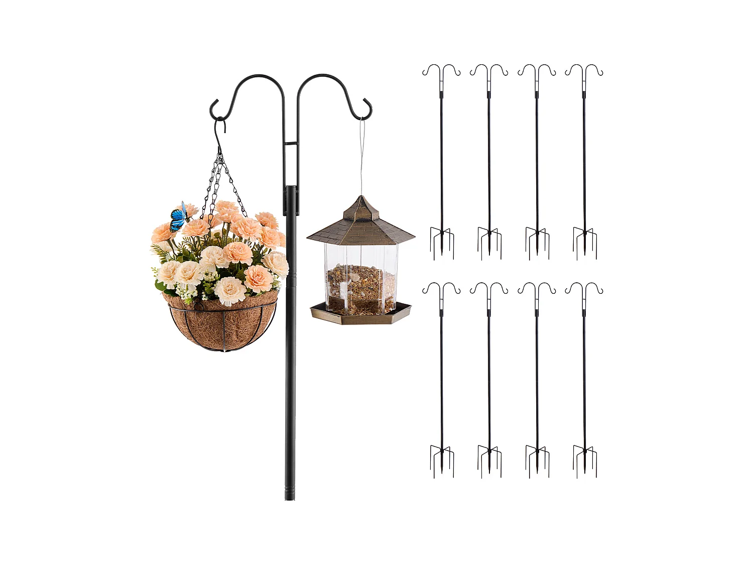 Crochet de Berger SucceBuy pour Mangeoire à Oiseaux, 156 cm, Poteau pour Mangeoires à Oiseaux, Épaisseur 1.9 cm, Support pour Jardin Suspendre Paniers