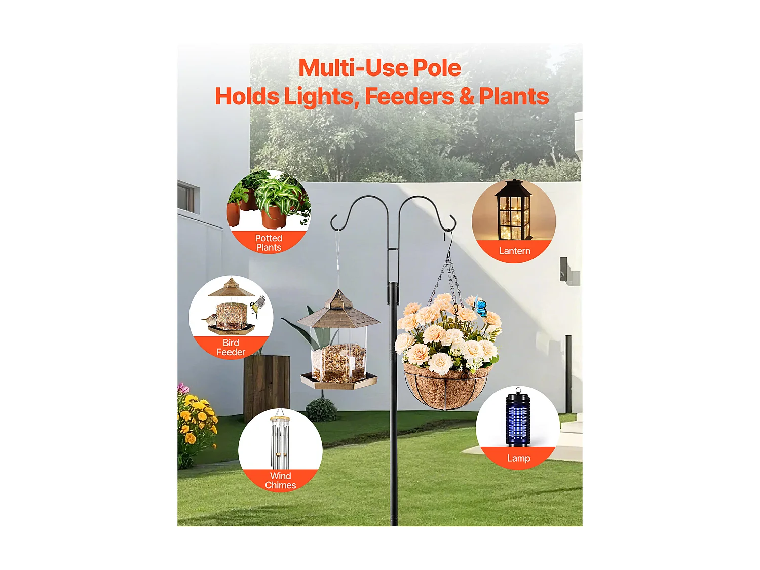 Crochet de Berger SucceBuy pour Mangeoire à Oiseaux, 156 cm, Poteau pour Mangeoires à Oiseaux, Épaisseur 1.9 cm, Support pour Jardin Suspendre Paniers