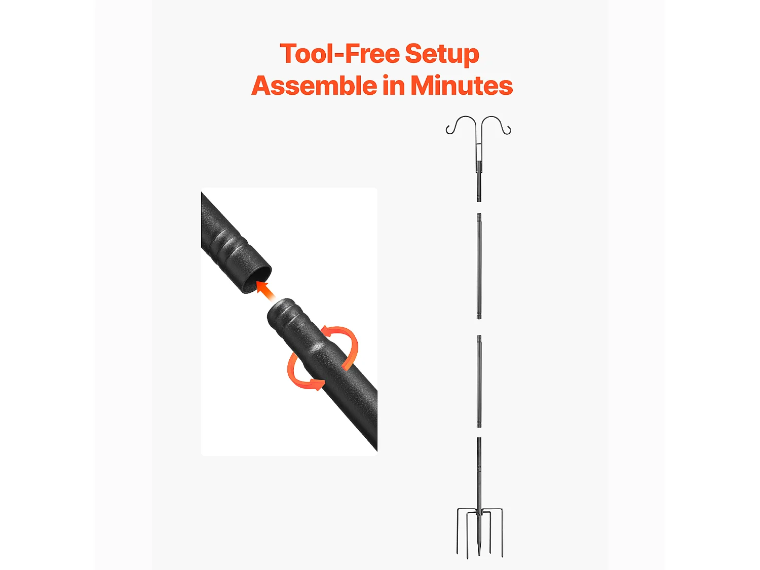 Crochet de Berger SucceBuy pour Mangeoire à Oiseaux, 156 cm, Poteau pour Mangeoires à Oiseaux, Épaisseur 1.9 cm, Support pour Jardin Suspendre Paniers