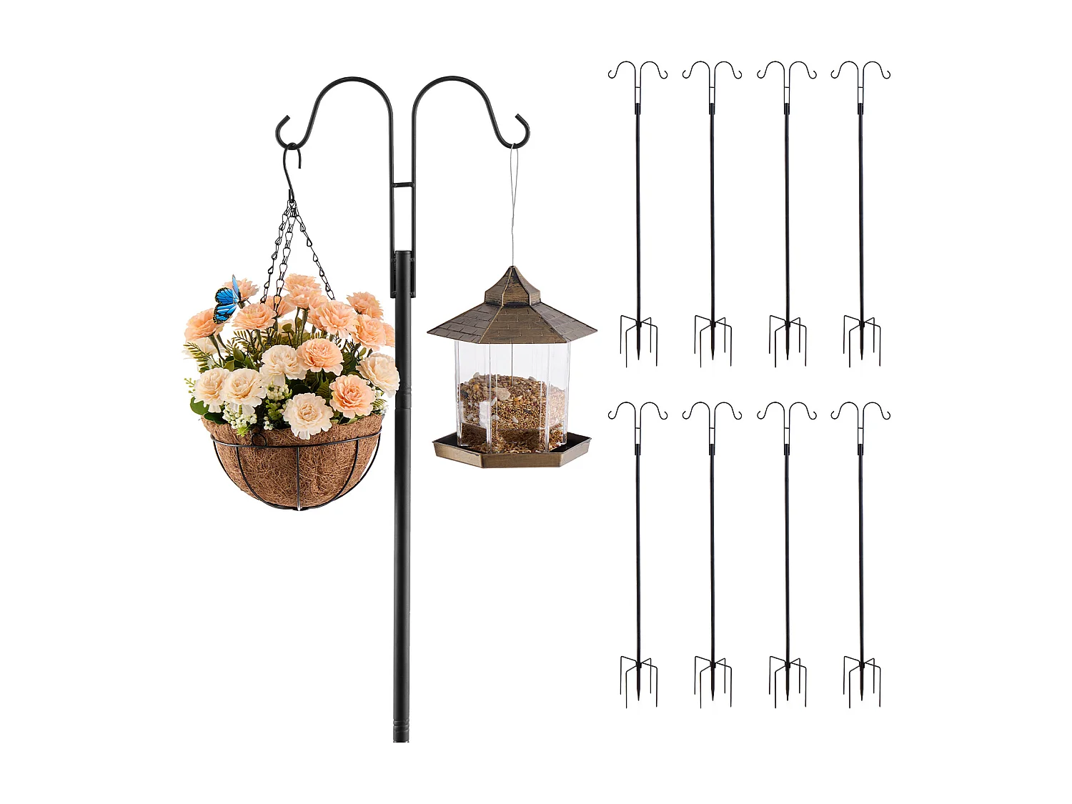 Crochet de Berger SucceBuy pour Mangeoire à Oiseaux, 156 cm, Poteau pour Mangeoires à Oiseaux, Épaisseur 1.9 cm, Support pour Jardin Suspendre Paniers