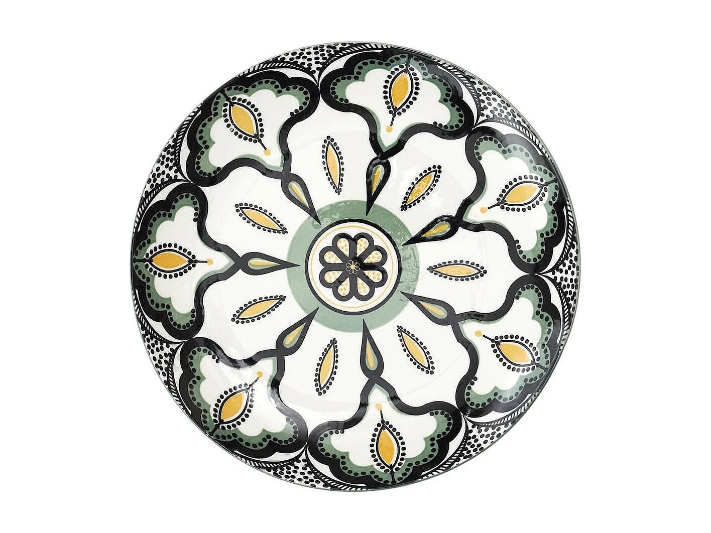 Set de 6 assiettes à dessert en porcelaine vert mandala (Ø19cm) - MANDALA