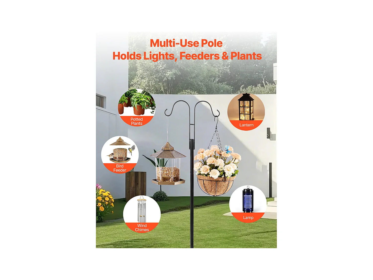 Crochet de Berger SucceBuy, Crochets de Berger de 195 cm, Crochets Doubles de Jardin pour Poteau de Lanterne, Crochets de 1,9 cm D'Épaisseur