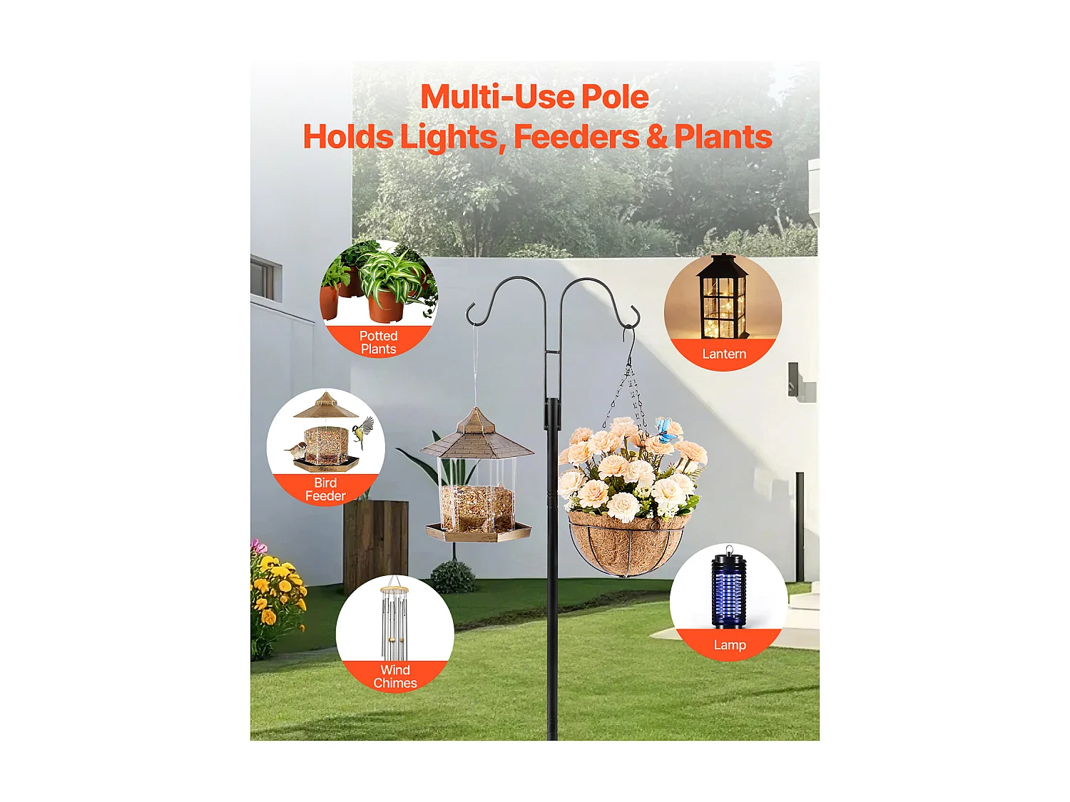 Crochet de Berger SucceBuy, Crochets de Berger de 195 cm, Crochets Doubles de Jardin pour Poteau de Lanterne, Crochets de 1,9 cm D'Épaisseur