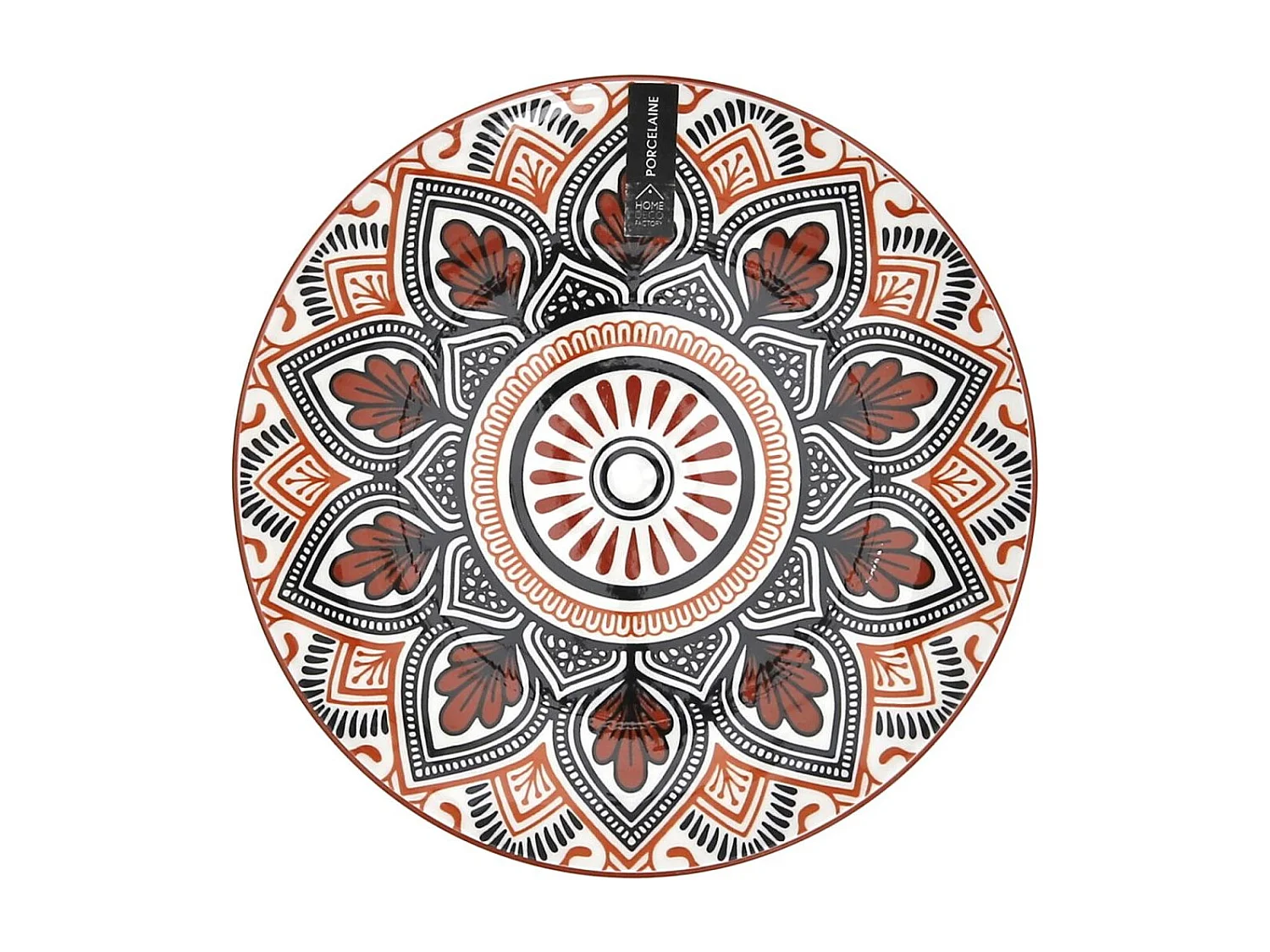 Set de 6 assiettes à dessert en porcelaine orange mandala (Ø19cm) - MANDALA