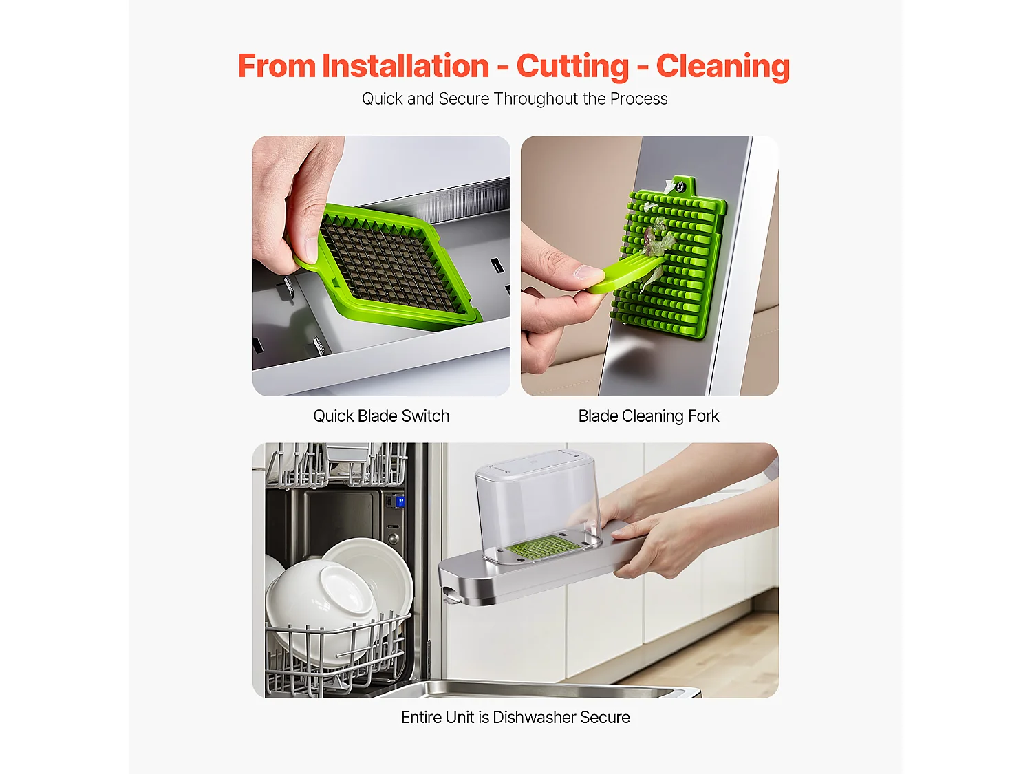 Hachoir à Légumes SucceBuy, 3 Lames en Acier Inoxydable, Coupe Légumes avec Récipient, Coupe-oignons Lavage Facile, Gadgets de Cuisine Compatible Lave-Vaisselle