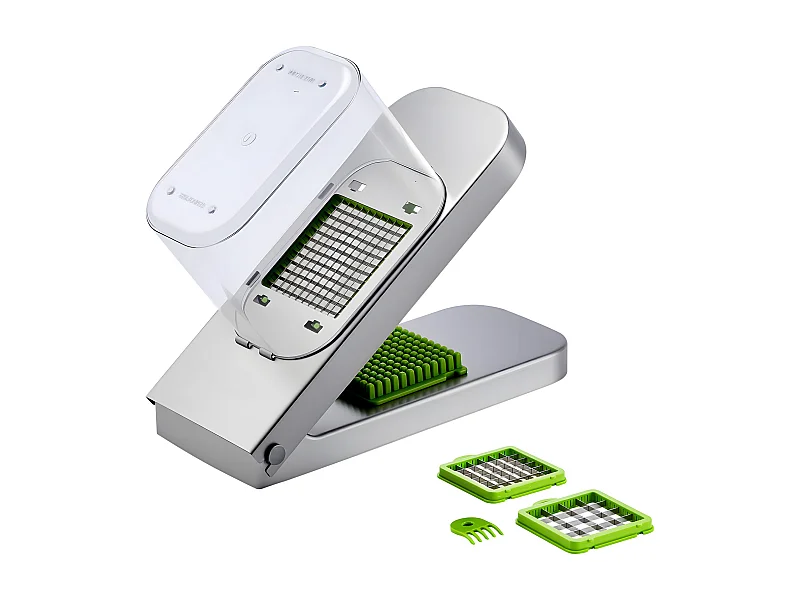 Sieczkarka do Warzyw SucceBuy, z 3 Ostrzami Ze Stali Nierdzewnej, Krajalnica do Warzyw z Pojemnikiem, Gadżety Kuchenne Nadające Się do Mycia w Zmywarce