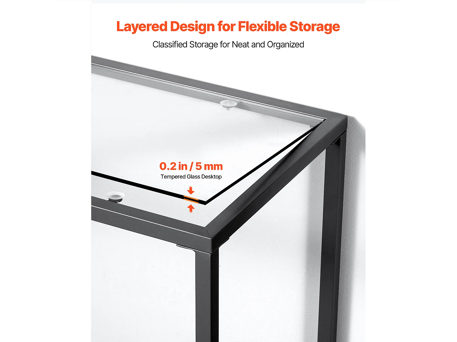 Table Console en Verre SucceBuy 2 Niveaux, Rectangulaire Moderne, Bout de Canapé avec Plateau en Verre Trempé, Pieds en Fer et Dispositif Anti-basculement, Noir