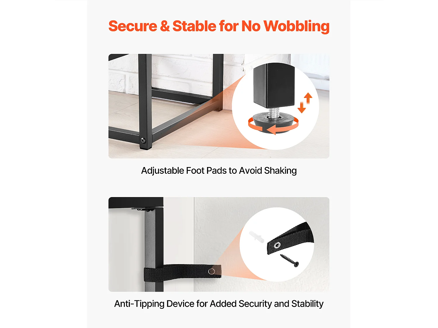 Table Console en Verre SucceBuy 2 Niveaux, Rectangulaire Moderne, Bout de Canapé avec Plateau en Verre Trempé, Pieds en Fer et Dispositif Anti-basculement, Noir