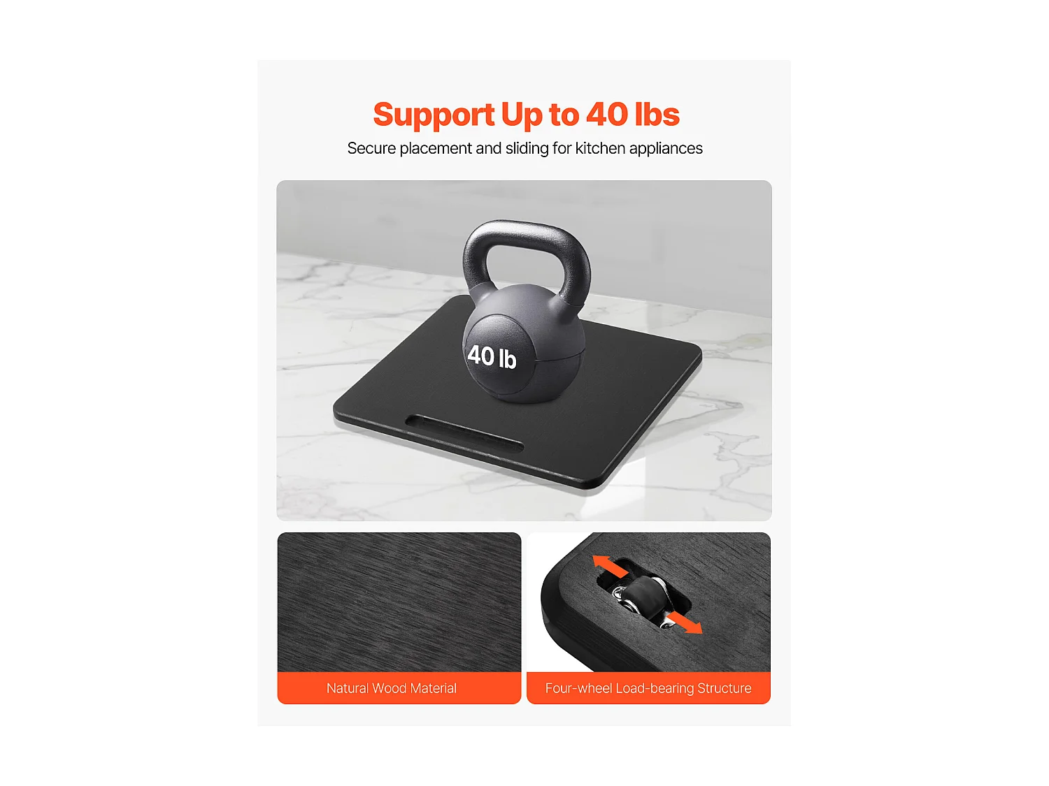 Ausziehbares Tablett für Küchengeräte von SucceBuy, 26,7 x 33 cm, Rolltablett mit Gummirollen, für Kleine Küchengeräte, Schwarz