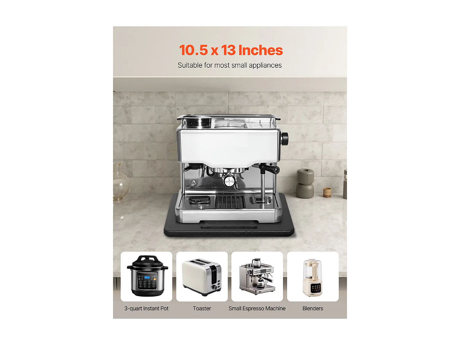 Ausziehbares Tablett für Küchengeräte von SucceBuy, 26,7 x 33 cm, Rolltablett mit Gummirollen, für Kleine Küchengeräte, Schwarz