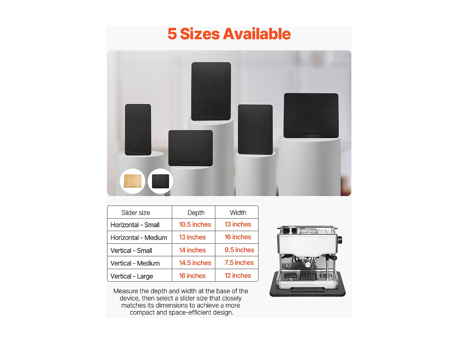 Ausziehbares Tablett für Küchengeräte von SucceBuy, 26,7 x 33 cm, Rolltablett mit Gummirollen, für Kleine Küchengeräte, Schwarz